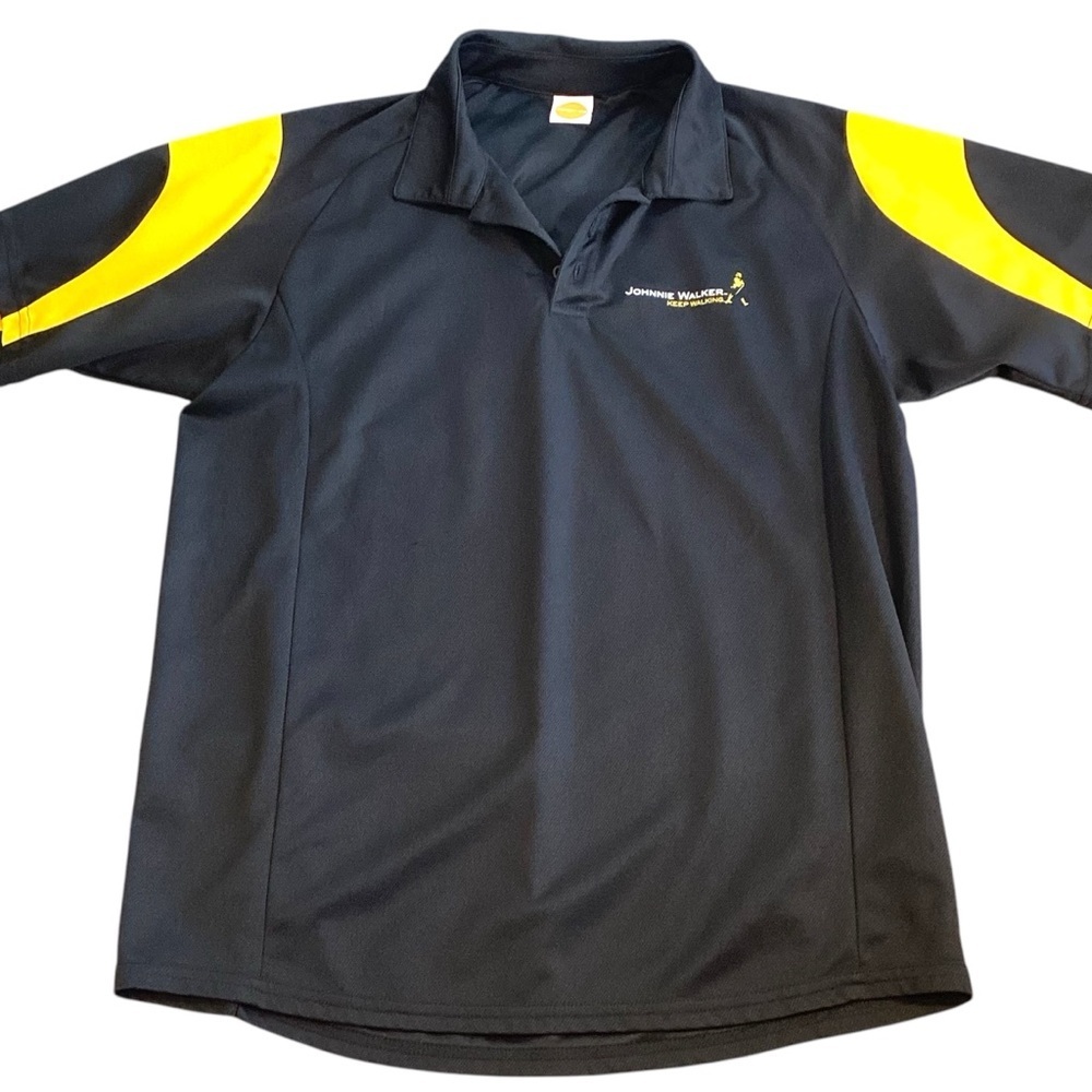 JOHNNIE‎ WALKER Keep Walking Scotch Whiskey Black Polo Golf Shirt XL Dry Fit